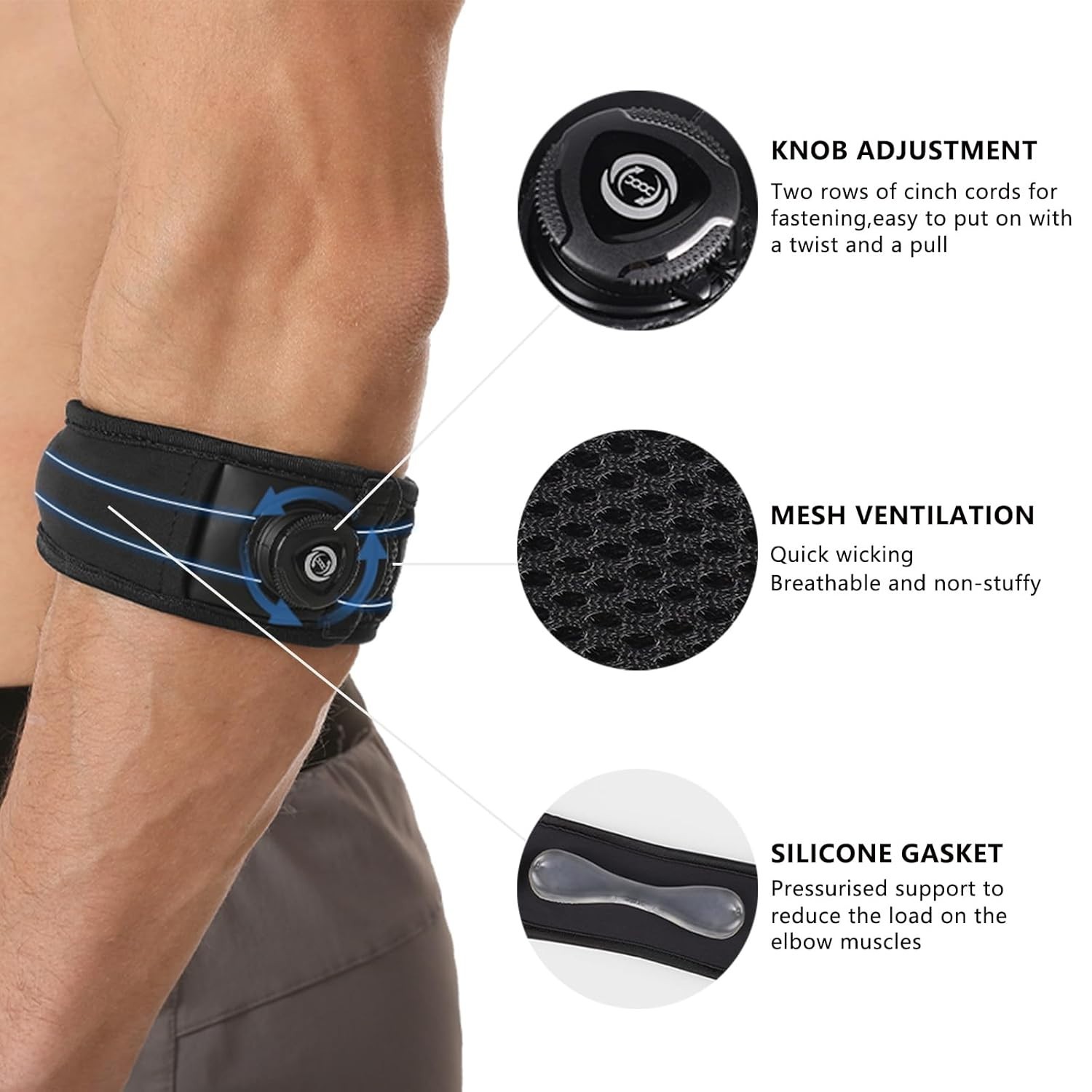Elbow Sleeve Brace Wrap Adjustable Support Arm Arthritis Tendonitis Pain Relief