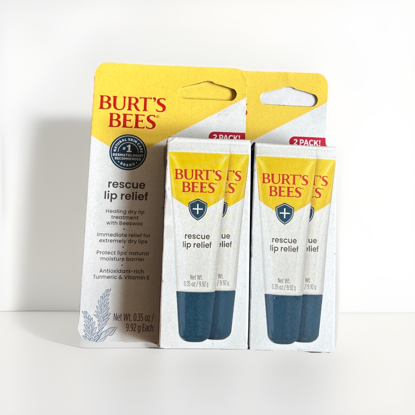 Burt’s Bees Rescue Lip Relief Natural Healing Balm, 9.92 g – 2 Pack Set