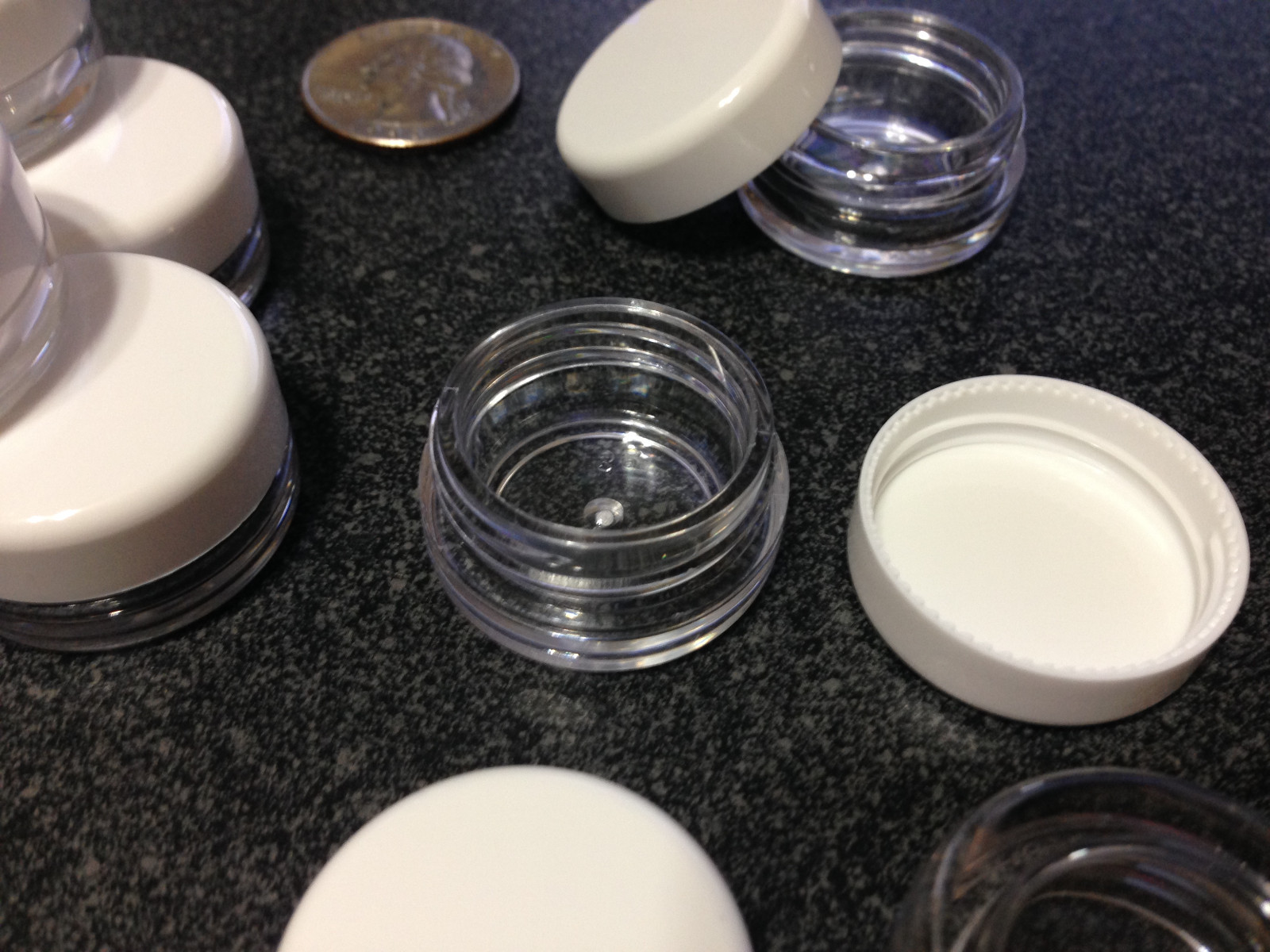 Beauty Containers Empty Plastic Small Cosmetic Jars 3 ml Gram White Cap 500 5052