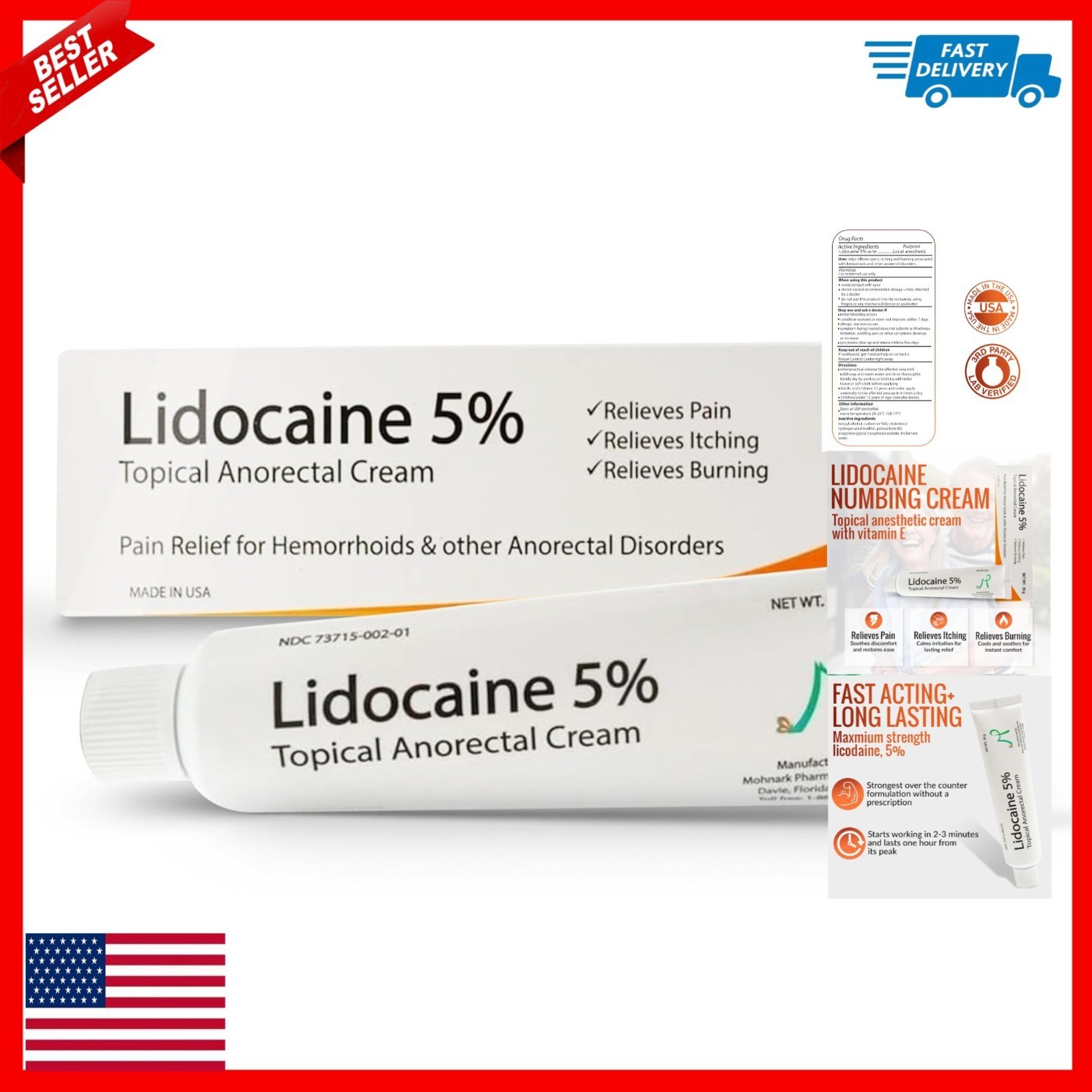 Maximum Strength Lidocaine Hemorrhoid Treatment Cream 30g