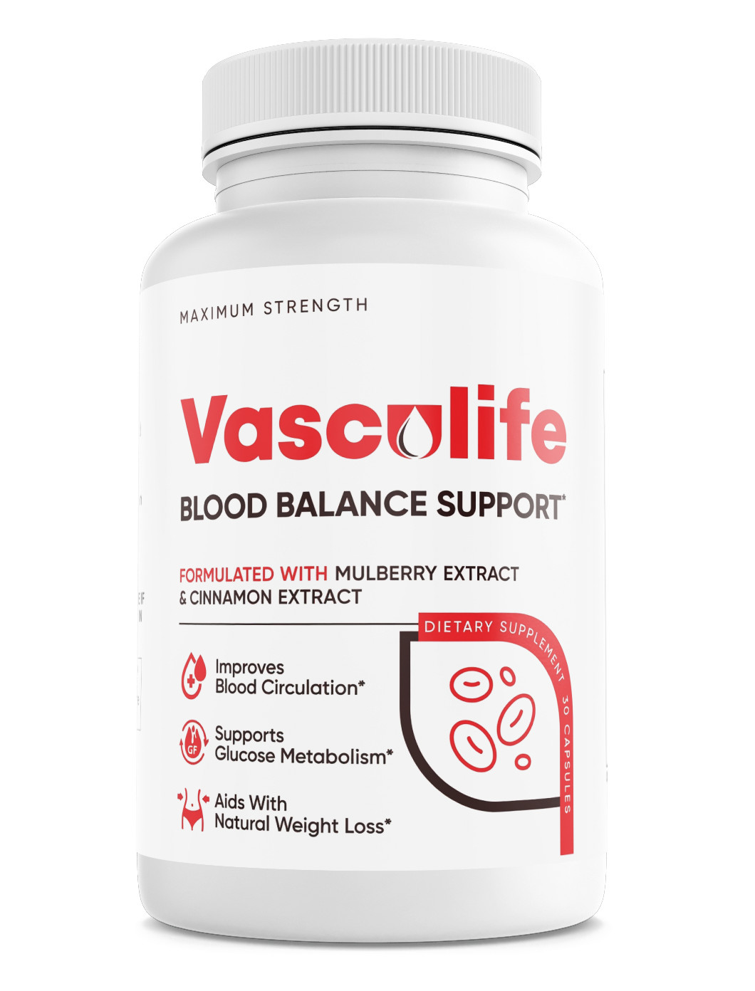 Vasculife Blood Health Support Dietary Supplement Mulberry Cinnamon 30 Capsules
