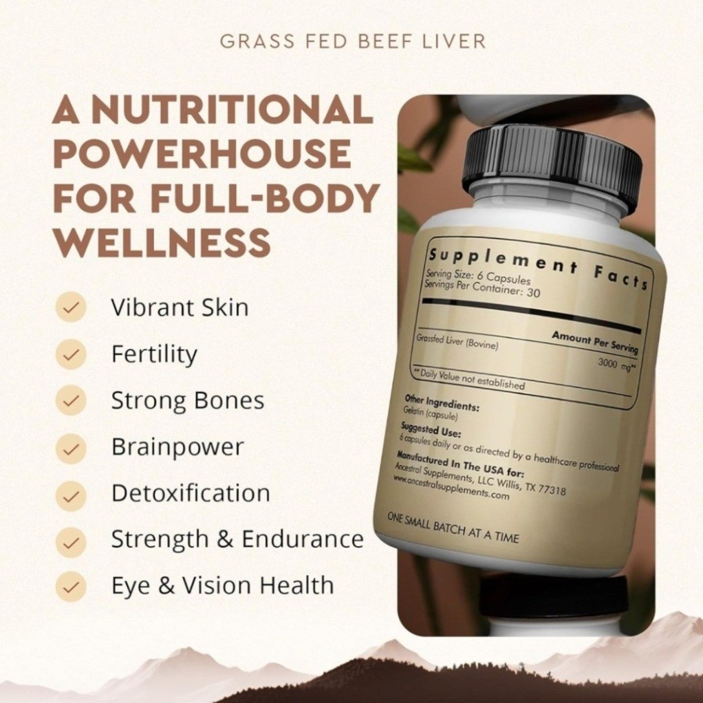 Ancestral Supplements Grass Fed Beef Liver 3000mg Non-GMO new sealed 180Caps