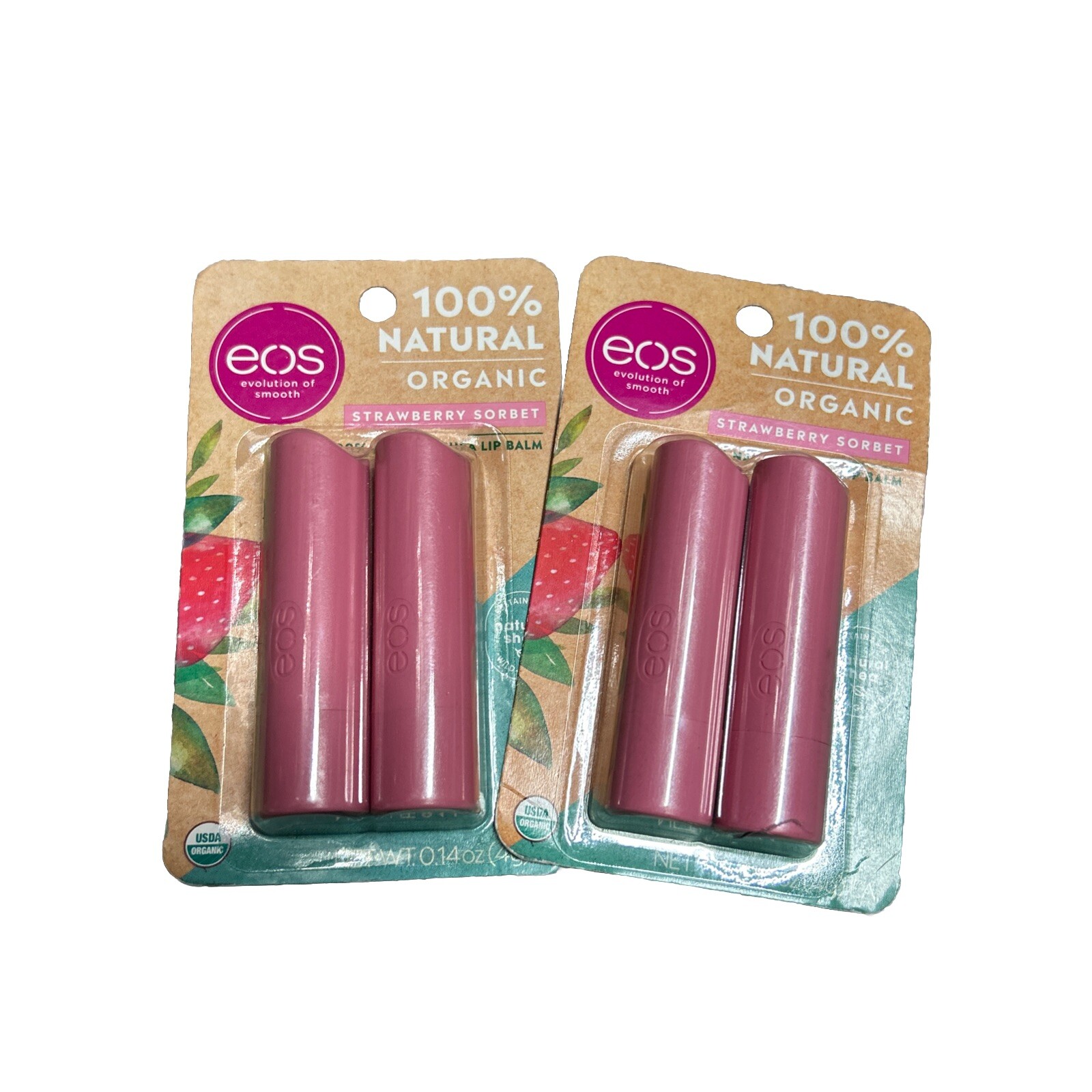 eos 100% Natural Organic Strawberry Sorbet Shea Lip Balm- 2 Pack
