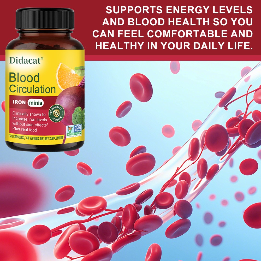 SUPPORT Blood Circulation HEALTH Supplement Capsules With Beetroot, Iron & B12
