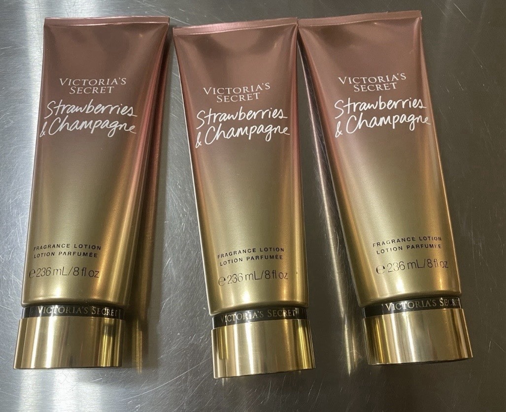 Victoria’s Secret Strawberries & Champagne Lot of 3 Lotions, New & Sealed