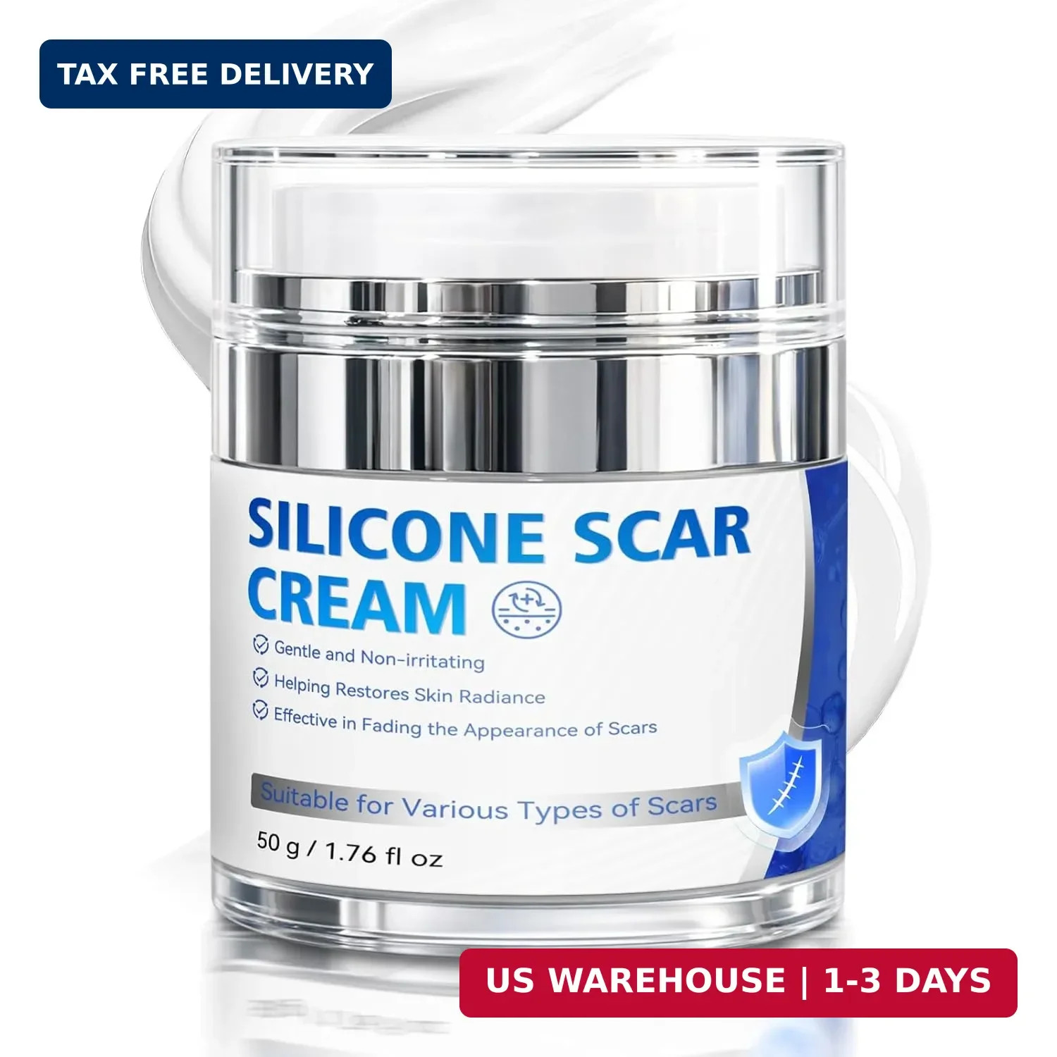 Crema para Cicatrices, Gel de Silicona para Estrías, Quemaduras y Acné 1.76 oz