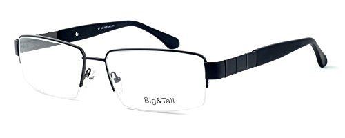 Calabria Designer EyeGlasses Frame Big & Tall Style 11 in Matte Black Metal 59mm