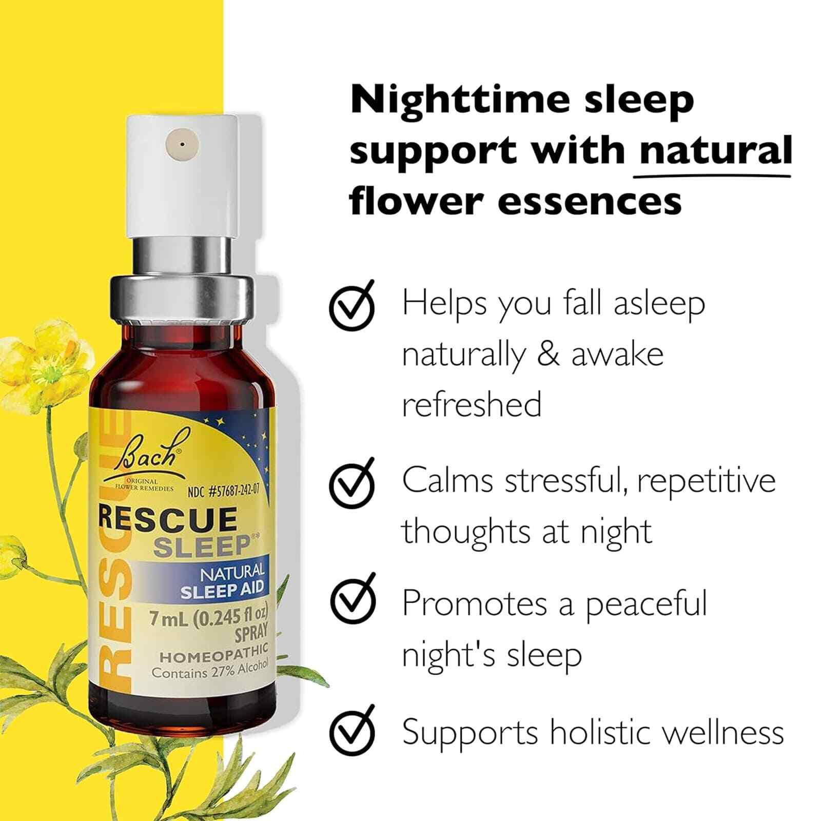 Bach RESCUE SLEEP Spray Natural Sleep Aid 0.245 fl oz 7mL
