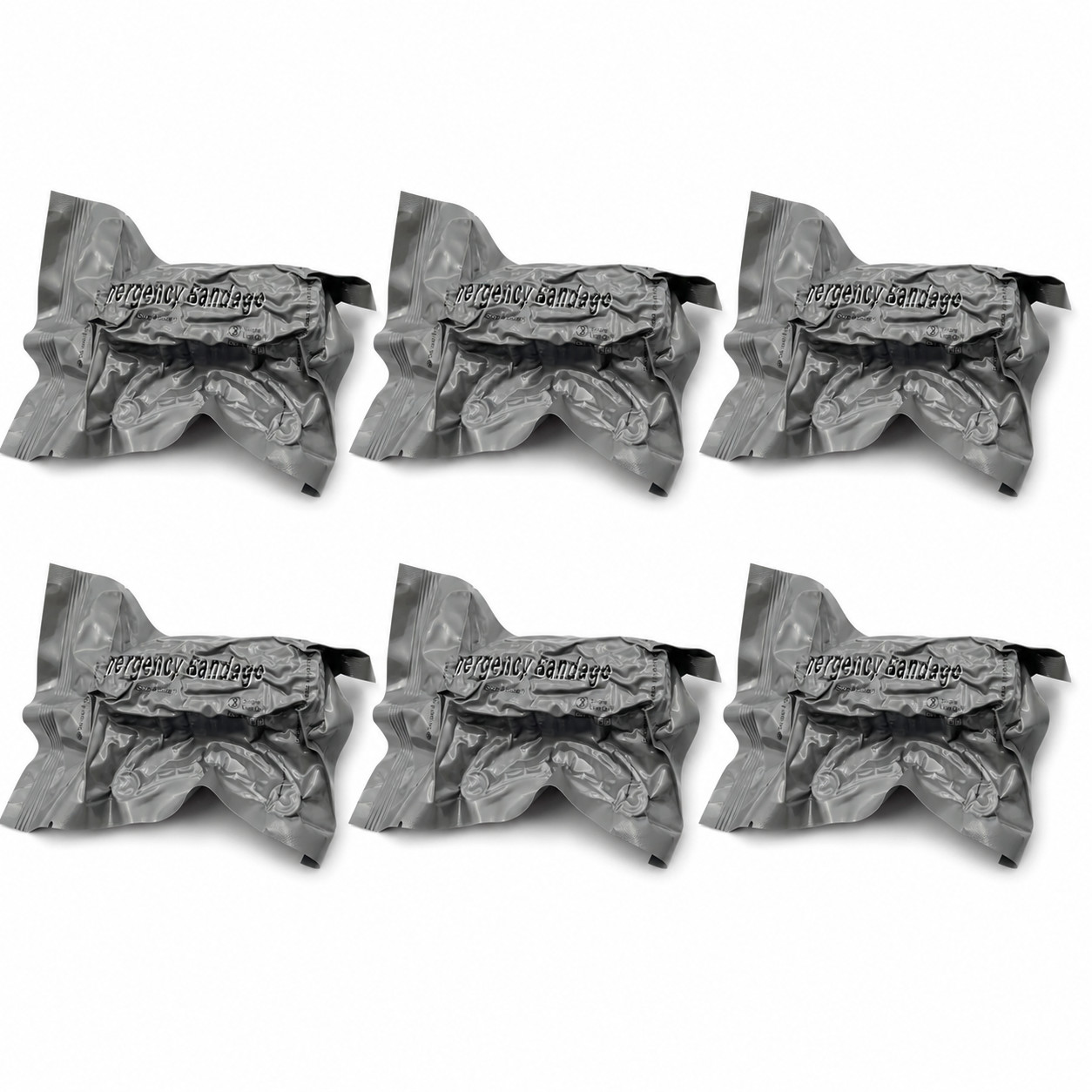 6 PACK 4″ Trauma Bandage Emergency Israeli Style Battle Wound Dressing First Aid