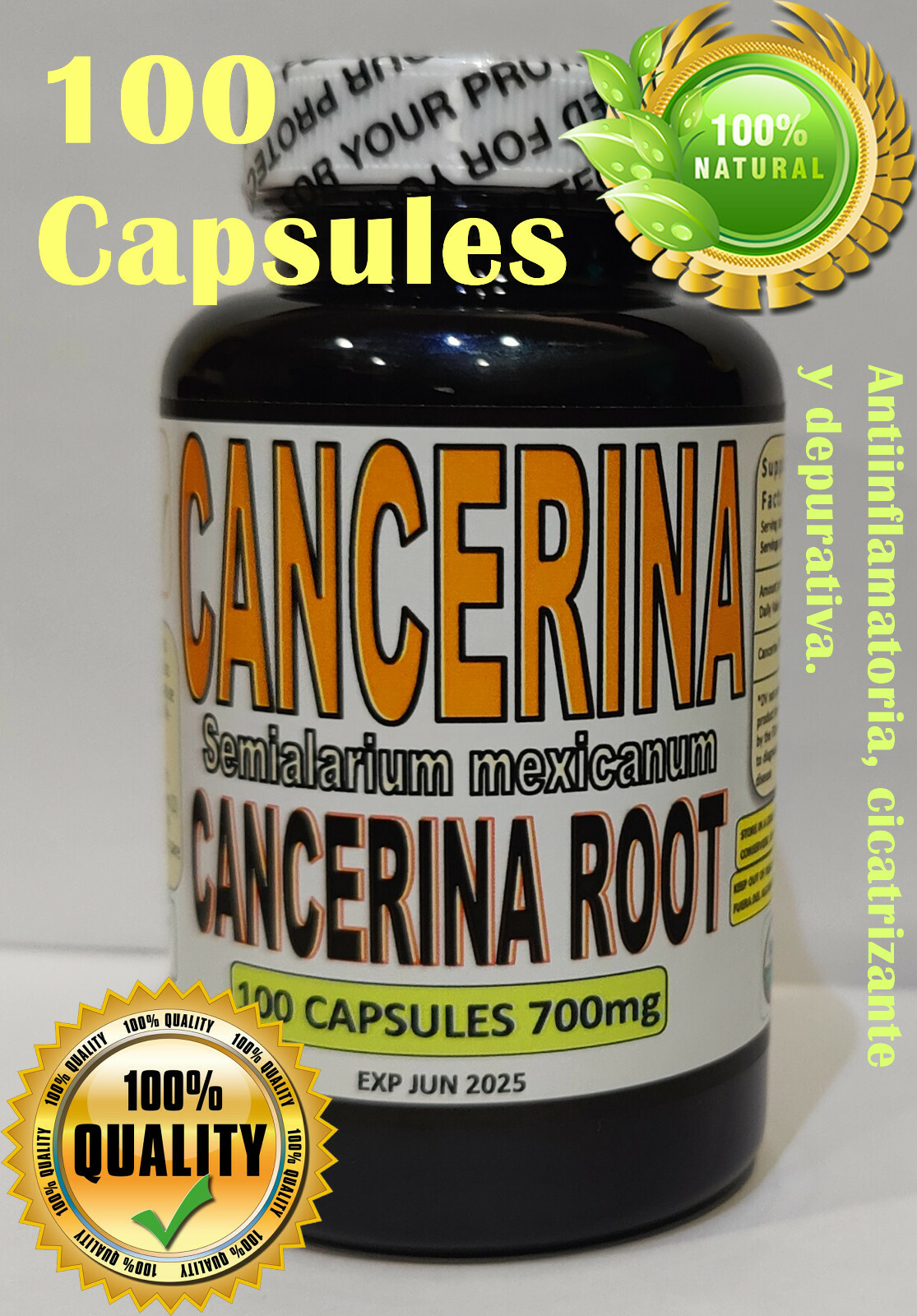 Cancerina, raiz de cancerina, cancerina bark, Natural Cancerina 100 Caps !!!