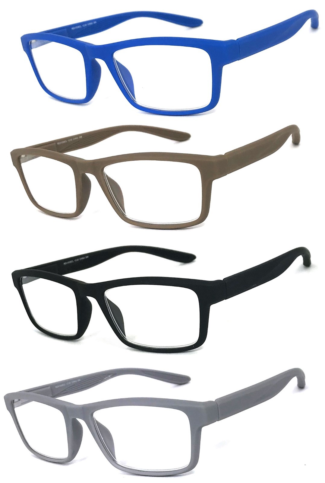 2 or 3 Pairs Square Frame Reading Glasses Spring Hinges Temples Rubberized Touch