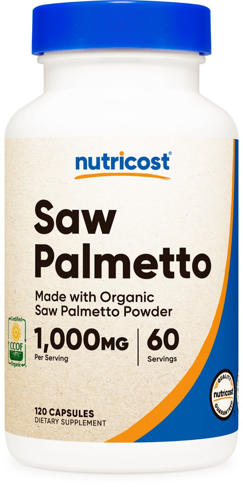 Nutricost Made with Organic Saw Palmetto 1000mg Per Serving, 60 Servs, 120 Caps