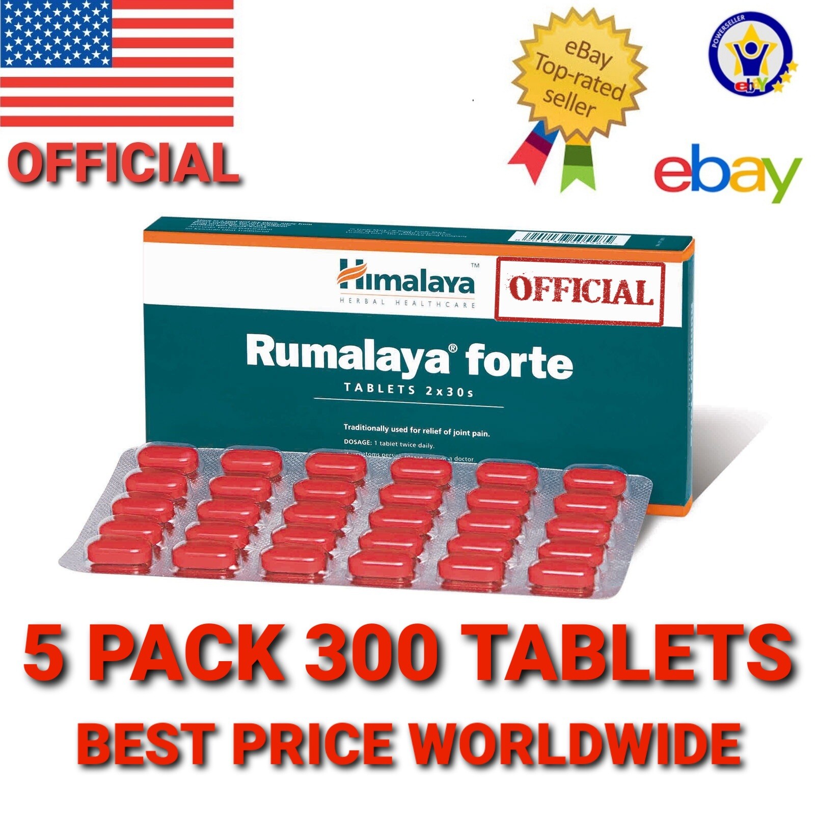 RUMALAYA FORTE Himalaya Exp2025 OFFICIAL USA 5 pack 300 Tablets Pain Back Health