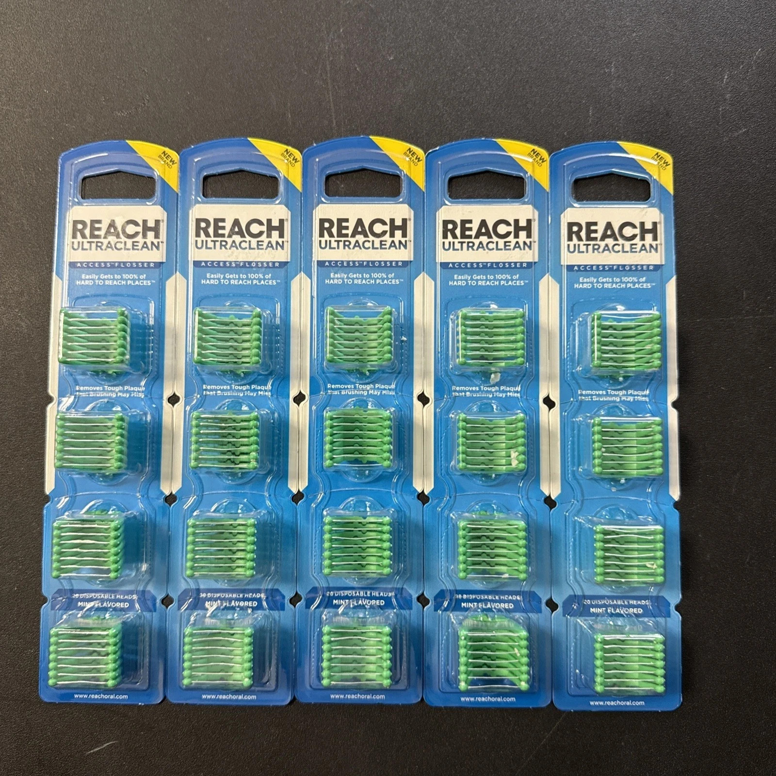 LOT (5) REACH ULTRACLEAN ACCESS FLOSSER REFILLS MINT FLAVORED 28 COUNT EACH