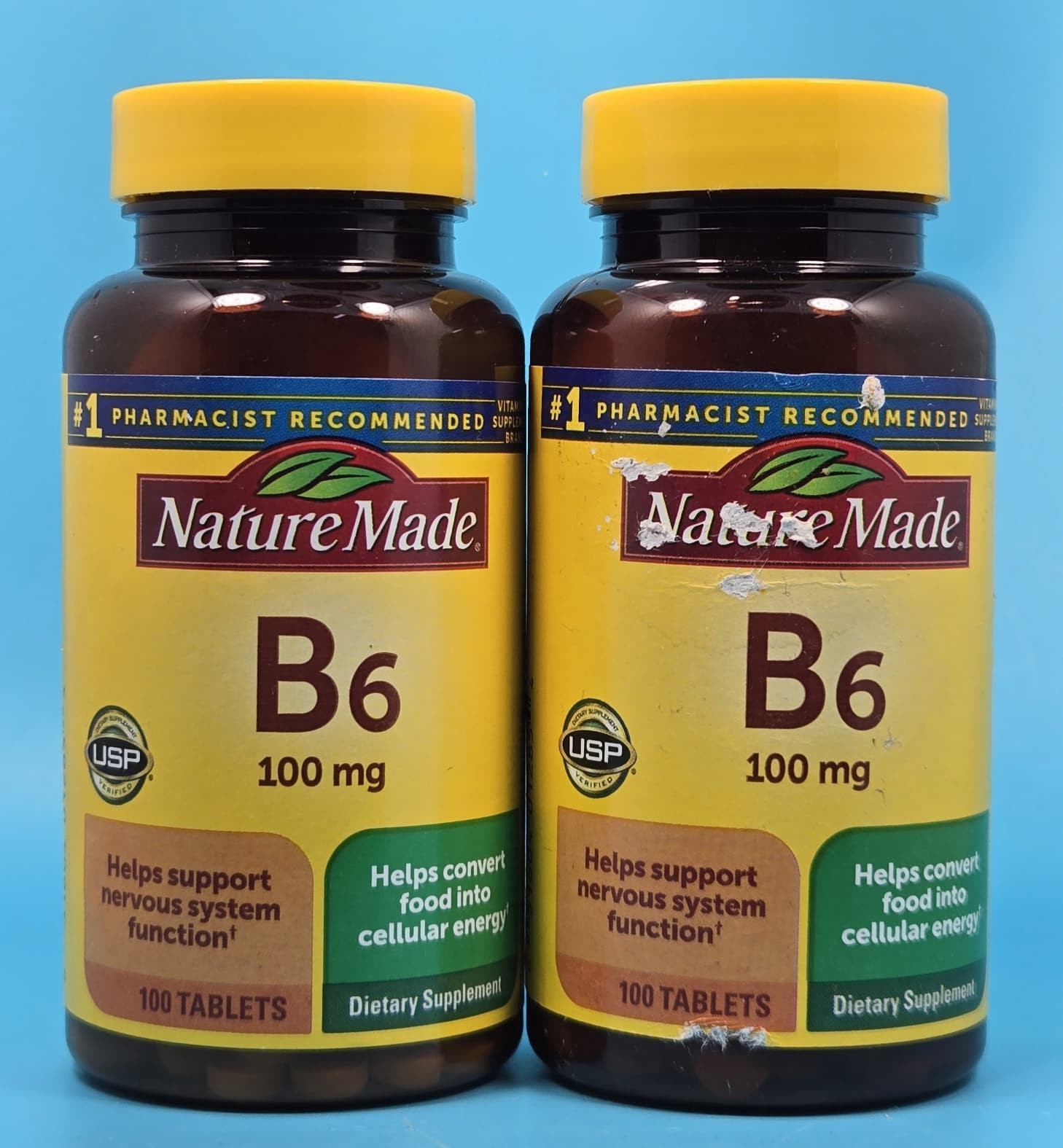 Lot Of 2 Nature Made Vitamin B-6 100 Mg, Tablets, 100-Count, Exp 03/2030+