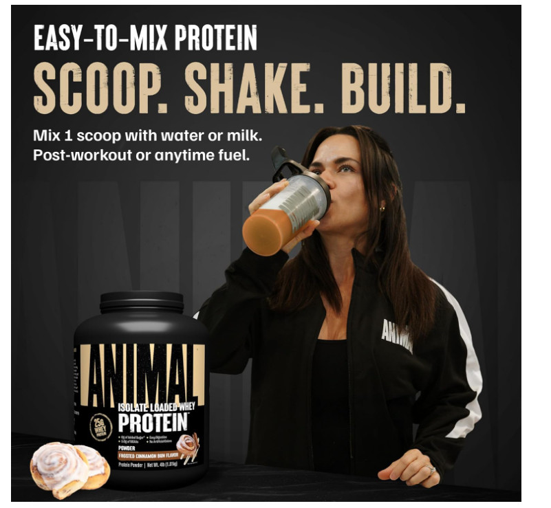 Animal Whey Isolate Frosted Cinnamon Bun 4lb 25g Protein Low Sugar