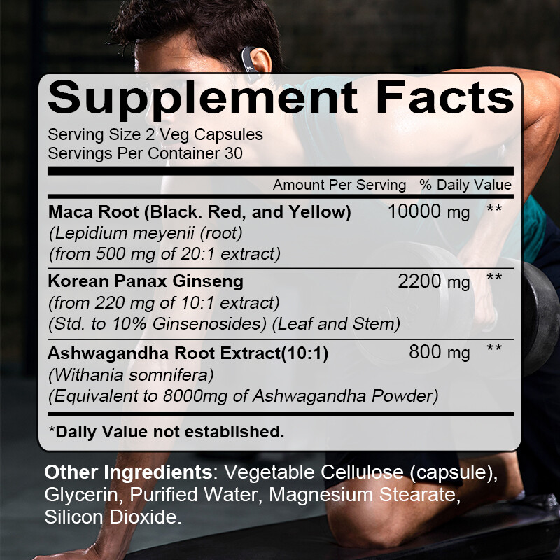 Organic Maca Root Capsules |60 Capsules | Peruvian Maca Extract for Men & Women