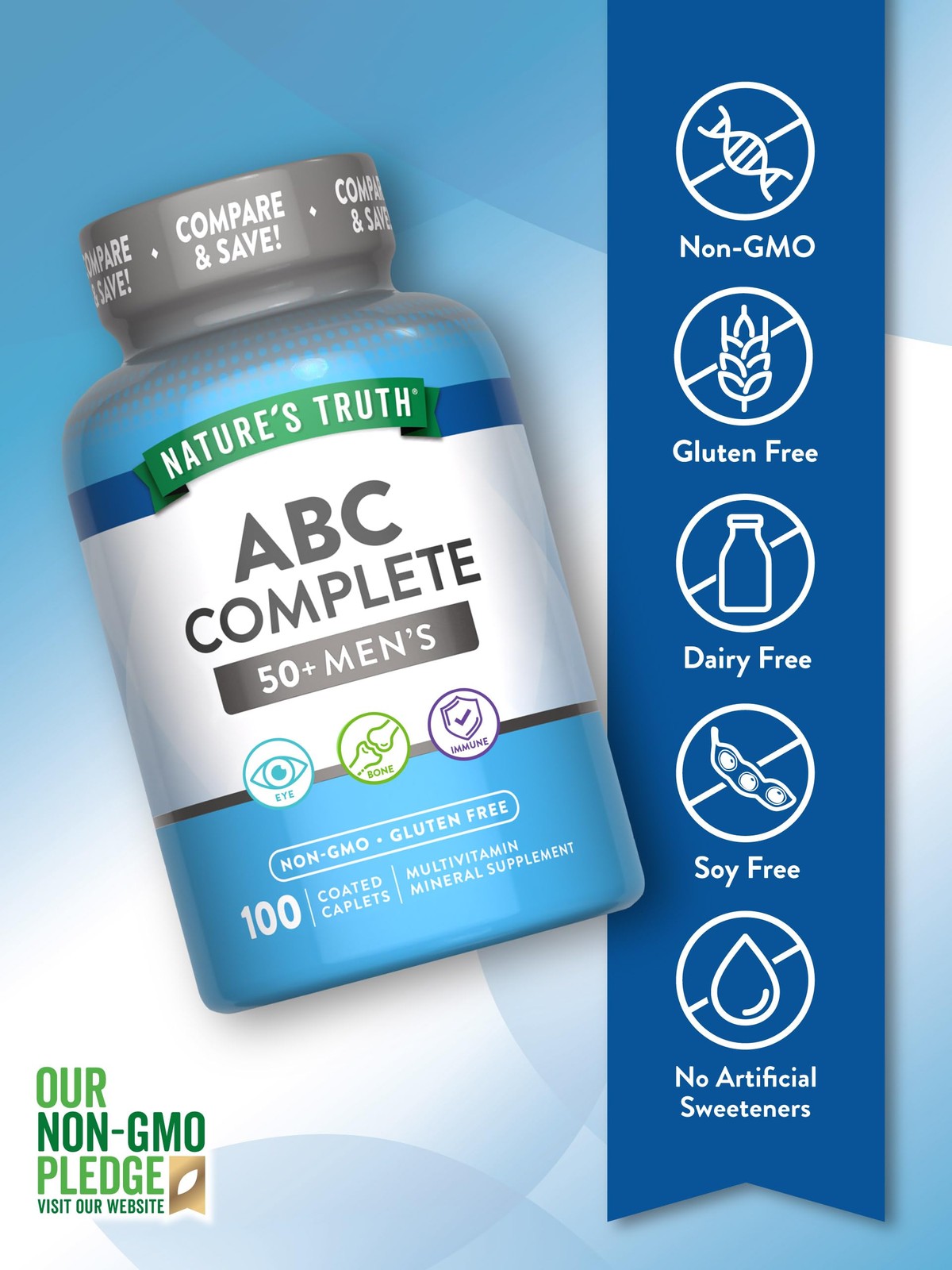 Nature’s Truth Men’s 50+ Multivitamin | with Vitamins 100 Count (Pack of 1)