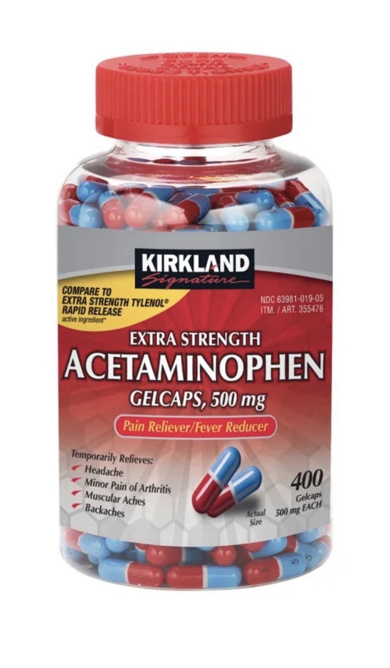 Kirkland Extra Strength Rapid Release Acetaminophen 500mg, 400 Gelcaps