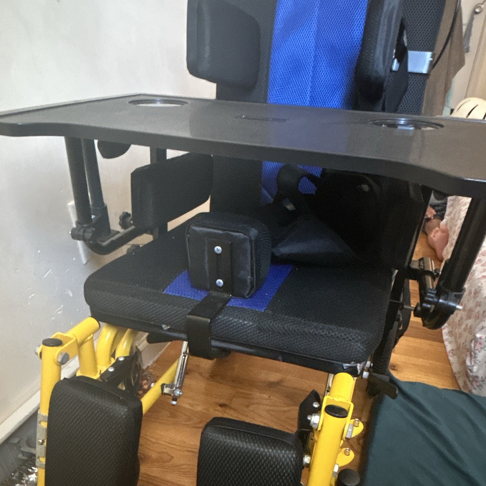 Manual Wheelchair w/ Tray Table, Elevating Legrests, Seat Belt Yellow/Black