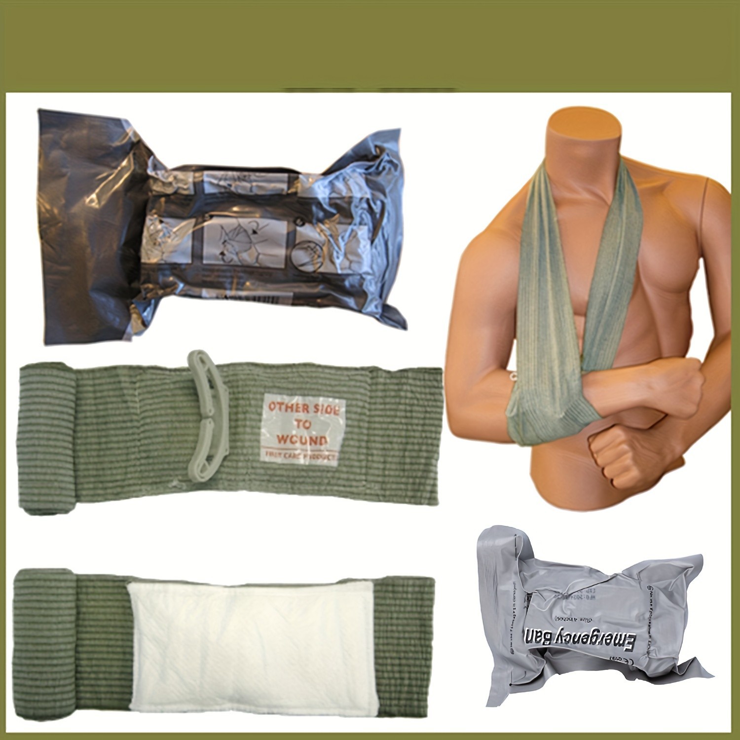 6 PACK 4″ Trauma Bandage Emergency Israeli Style Battle Wound Dressing First Aid