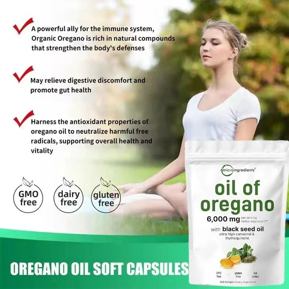 3 Pack Oil of Oregano with Black Seed Oil, 300 Softgels NEW Microingredients.-