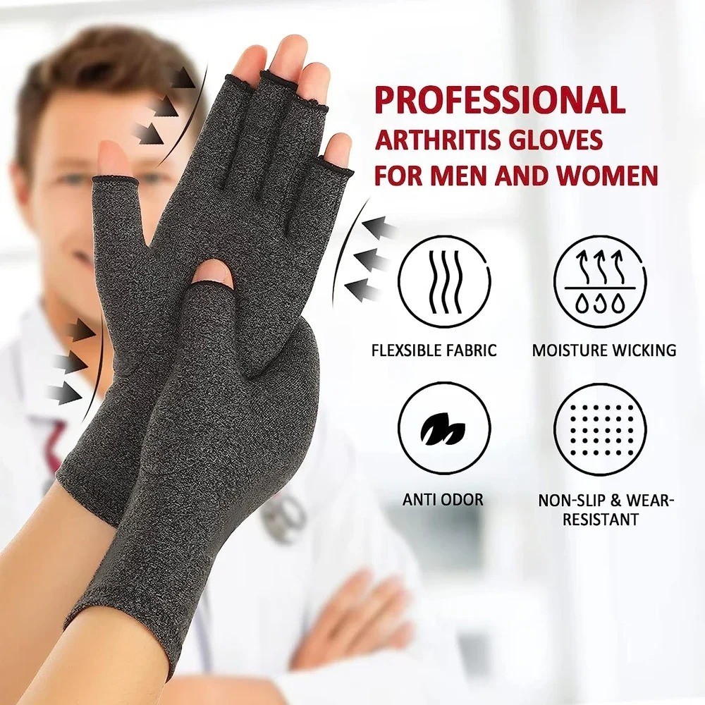 Arthritis Compression Gloves Fingerless Hand Support Carpal Tunnel Pain Relief