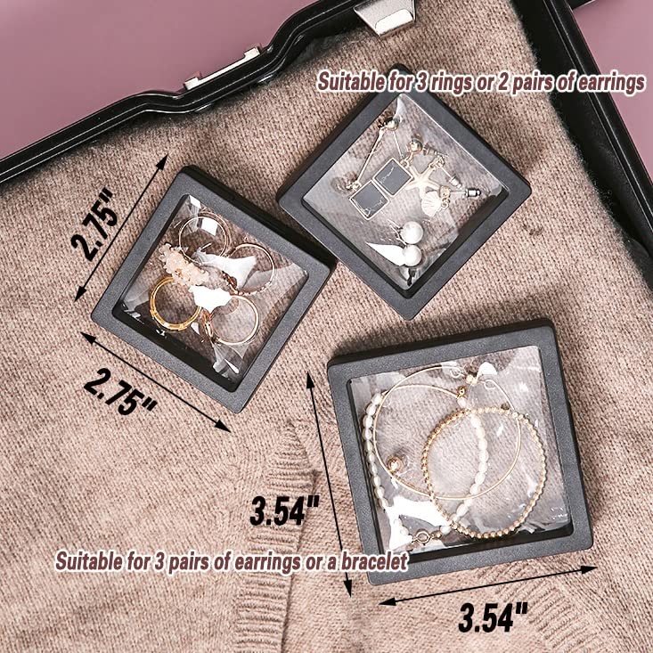 ailison 12PCS 3D Floating Frame Display Stand, Jewelry 3.54 * 3.54, Black