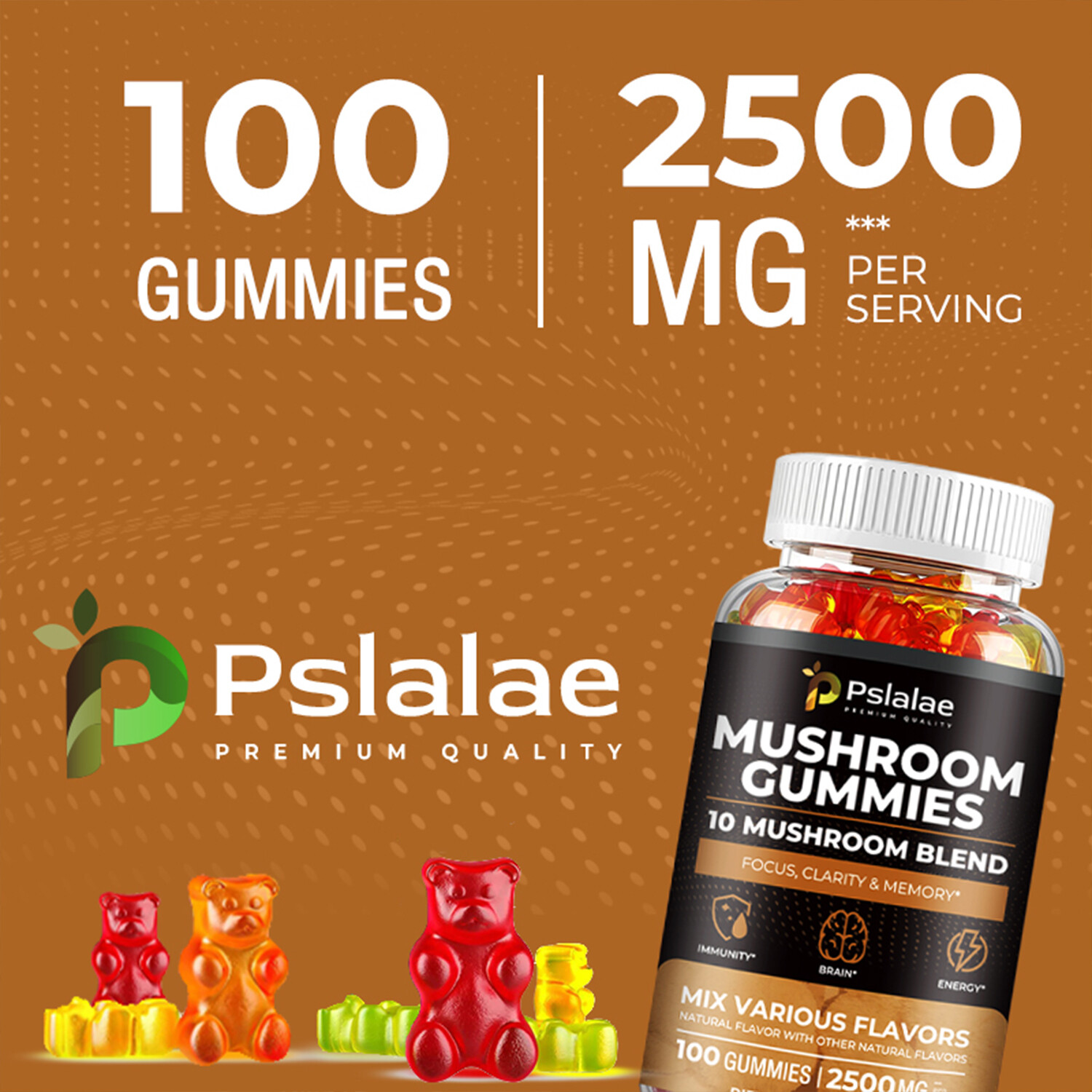 Mushroom 2500mg – Improve Memory & Attention – Lion’s Mane, Maitake, Cordyceps