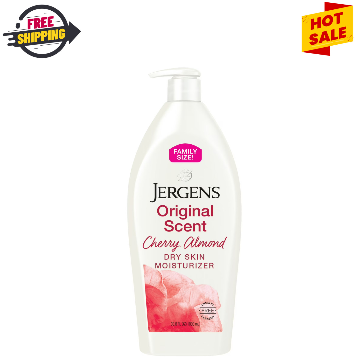 Jergens Body Lotion 33.8oz Cherry Almond Original Scent Dry Skin Moisturizer
