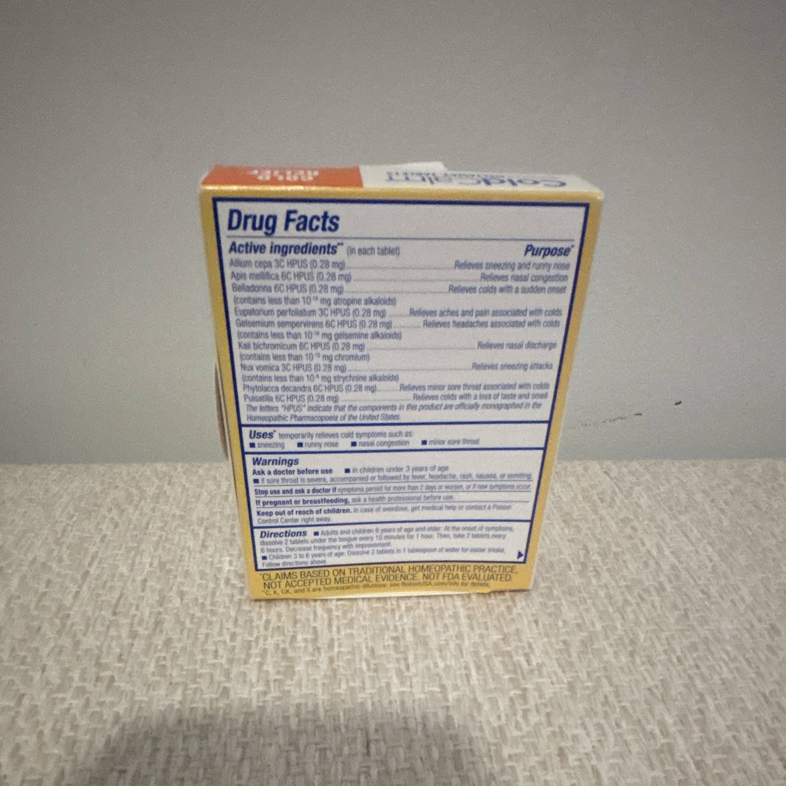 Boiron ColdCalm Non-Drowsy Cold & Flu Relief Meltaway Tablets, 20 Ct
