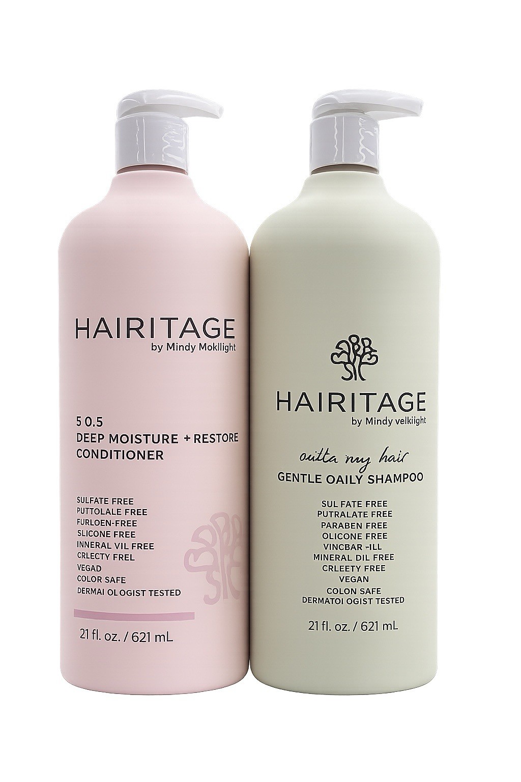 Hairitage Shampoo & Conditioner Set 21oz Sulfate Free Vegan Color Safe 2 Pack