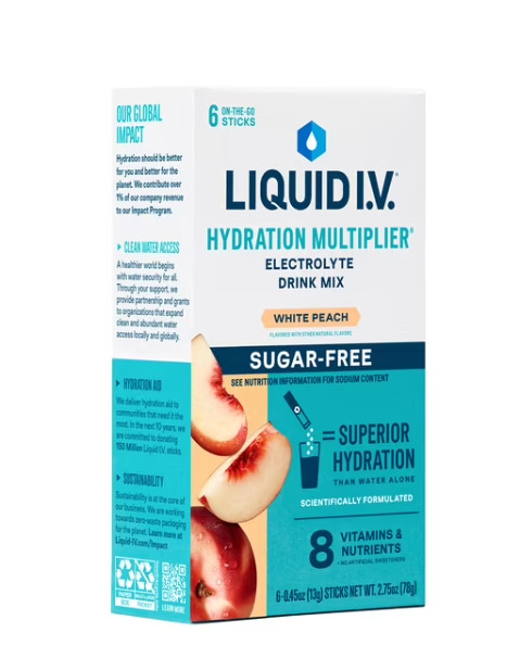 Liquid I.V. Hydration Multiplier Electrolyte Drink Mix White Peach 12 packets