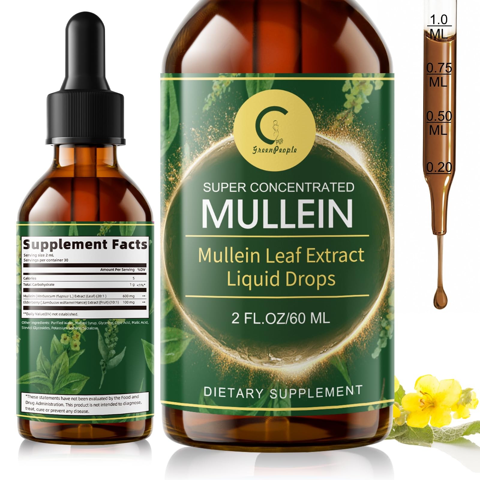 GPGP GreenPeople Mullein Leaf Drops with Elderberry – Max 2 Fl Oz (Pack of 1)