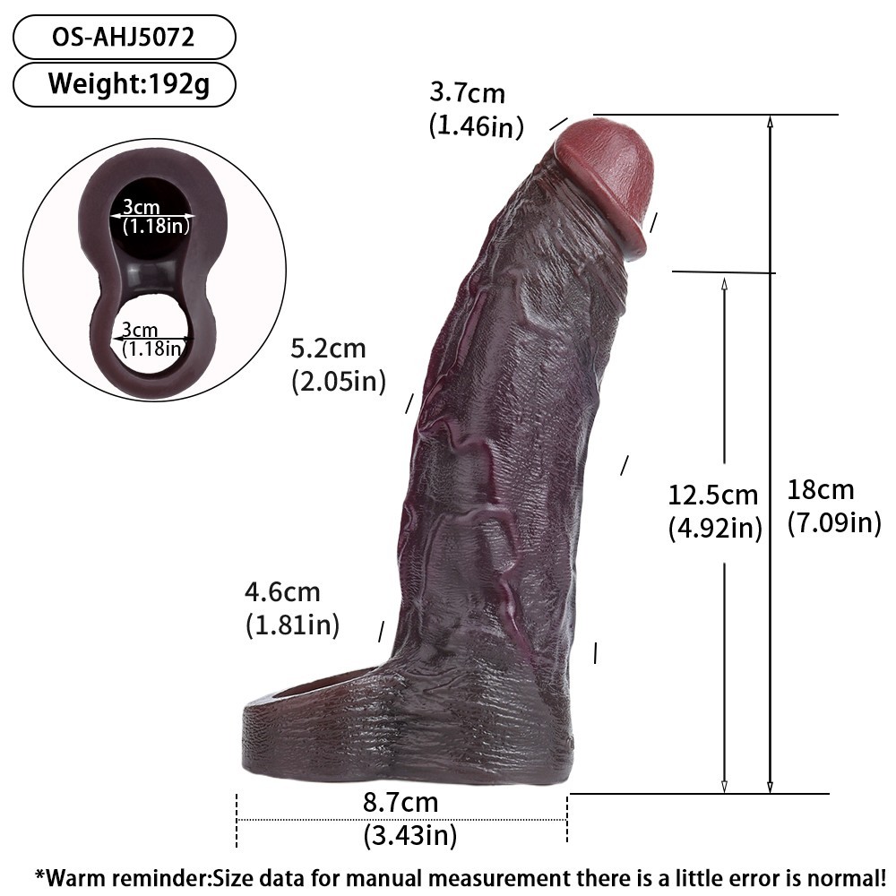 Penis Sheath Male BIGGER Sleeve Girth Reusable Condom Extender-Enlarger-Enhancer