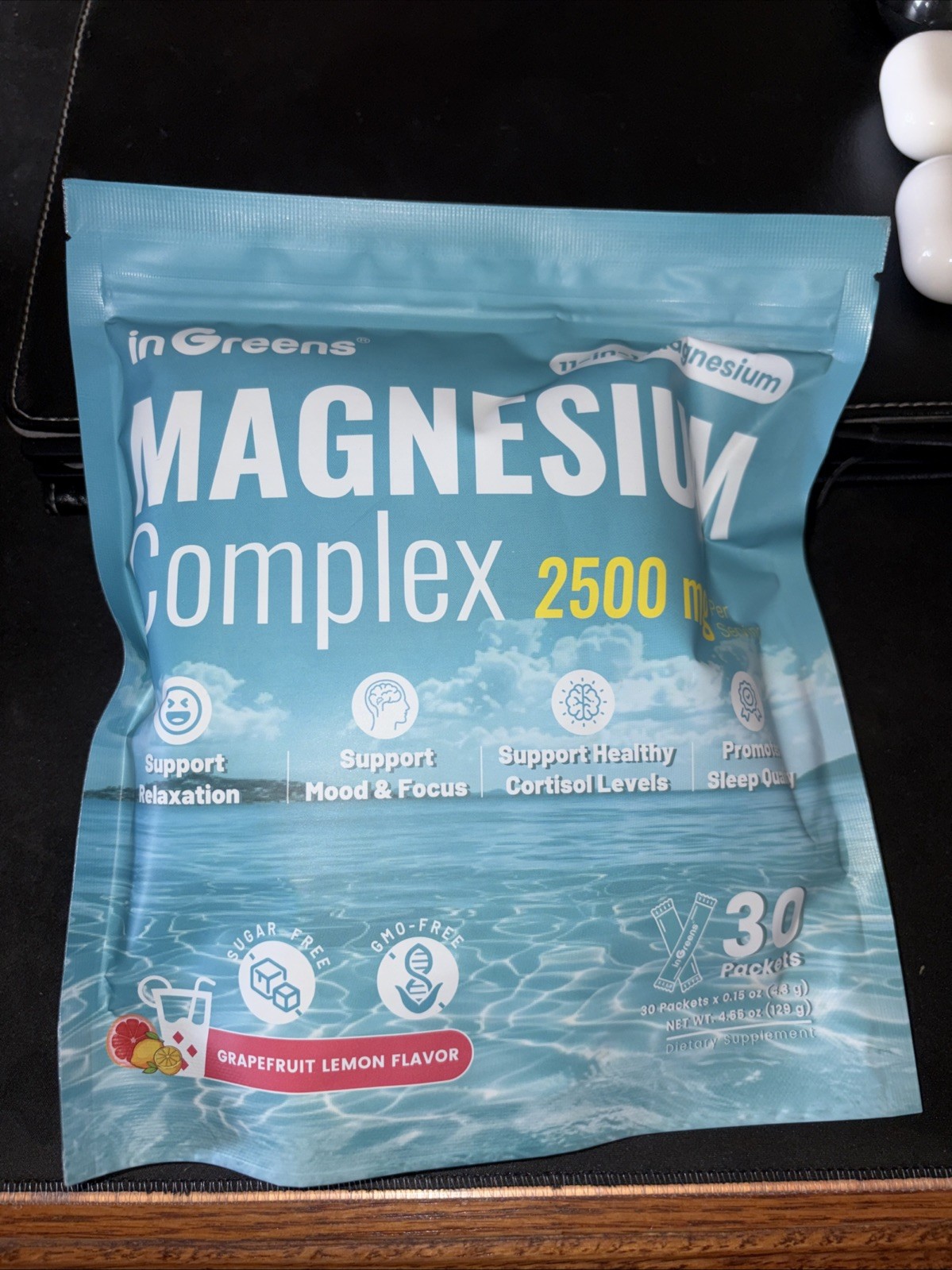 inGreens 7-in-1 Magnesium Complex 2500mg Grapefruit Lemon, 30 Packets