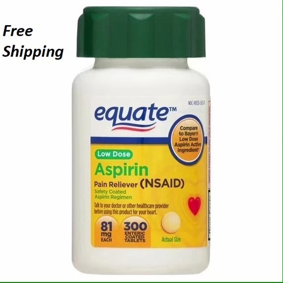 Equate Adult Low Dose Aspirin Safety Coated Tablets, 81 mg, 300 Count