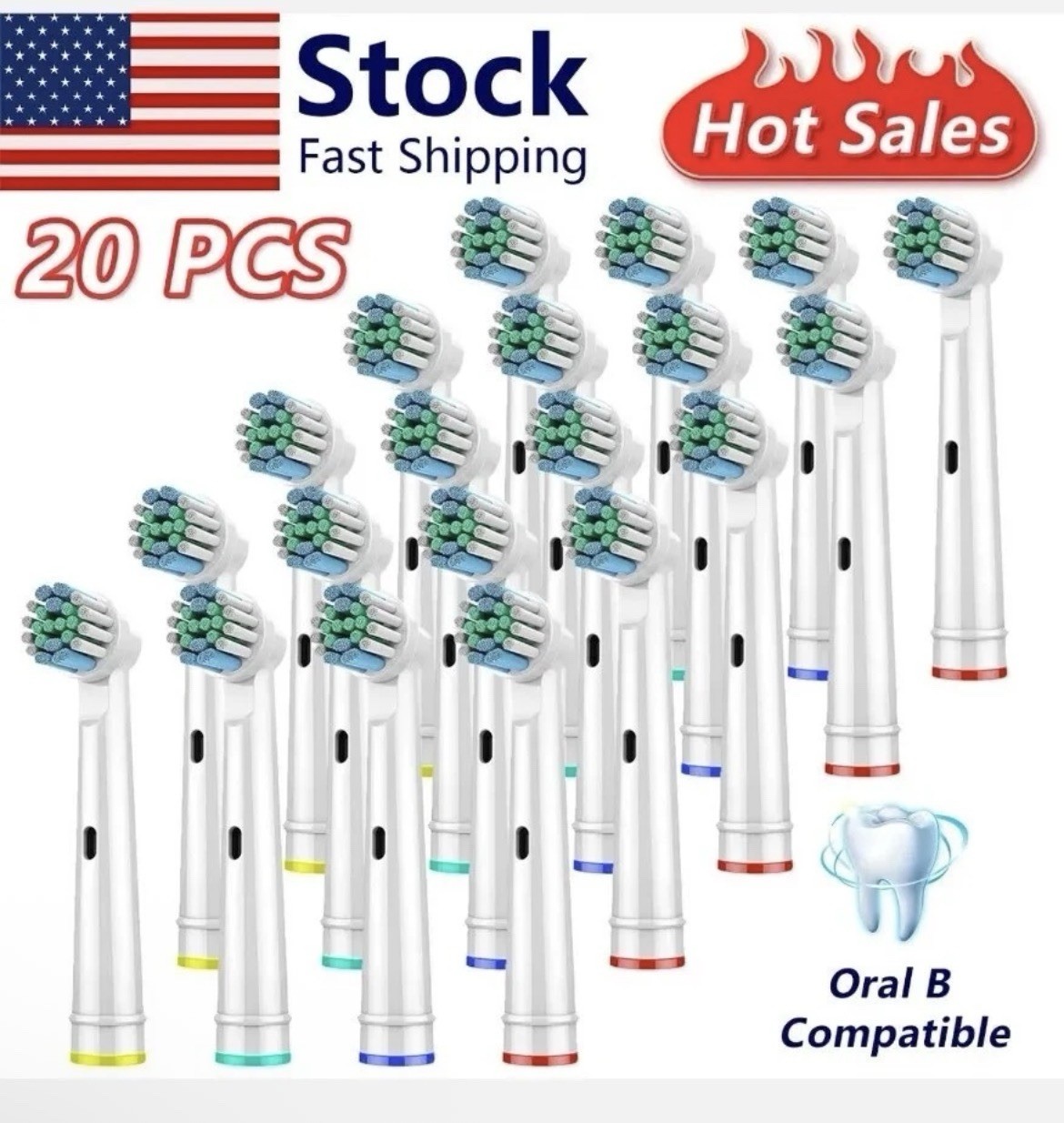 20PCS Precision Electric Toothbrush Replacement Fit For Oral Braun Brush Heads