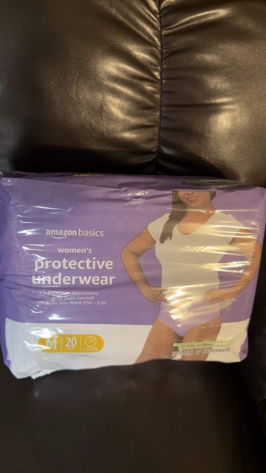 Amazon Basics Women’s Incontinence Pants Max Absorbency Odor Control M 20 Purple