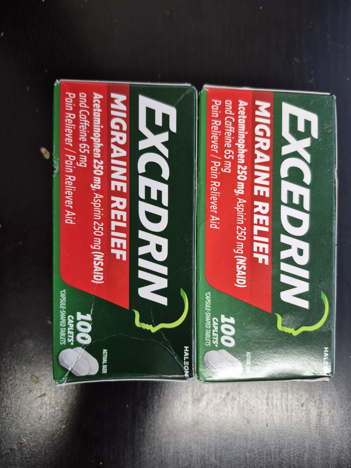 2 Pack Excedrin Migraine Pain Reliever Caplets, 100 Ct. 01/2028 +