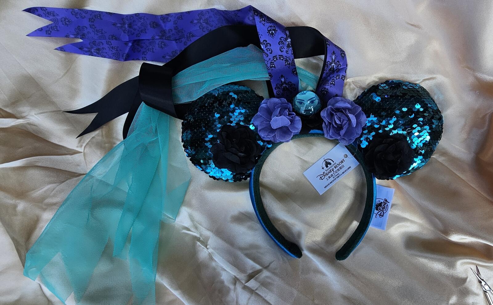 Haunted Mansion Veil Minnie Ears Leota Mickey Mouse Blue Headband