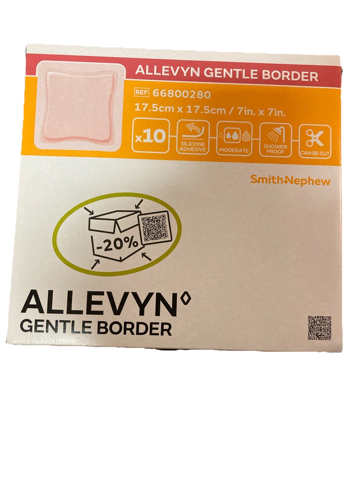 ALLEVYN Gentle Border Hydrocellular Dressing 7″ x 7″ CS Of 40 Exp 06-2026