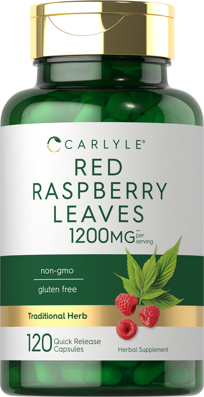 Red Raspberry Leaf Capsules | 1200mg | 120 Count | Non-GMO | by Carlyle