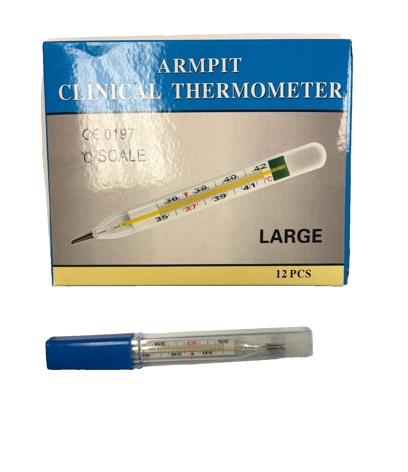 Glass ARMPIT thermometer, celsius ONLY, ships from US, 1 pc