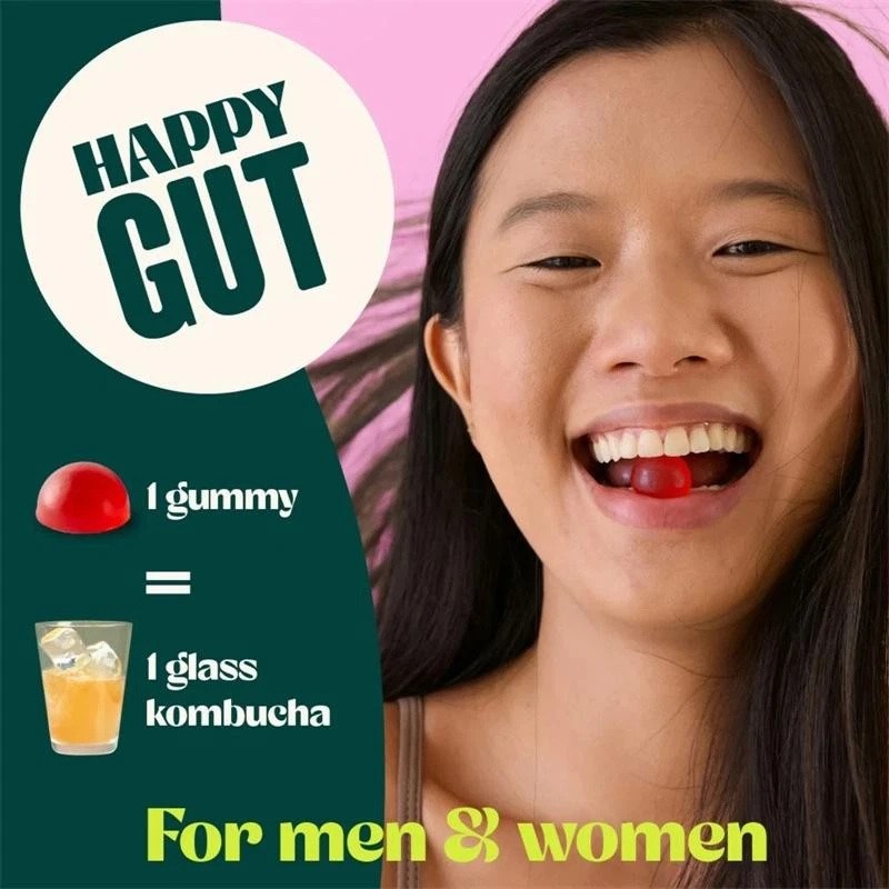 Probiotic Kombucha Gummy – Prebiotics, Probiotics, Postbiotics, Fiber Supplement