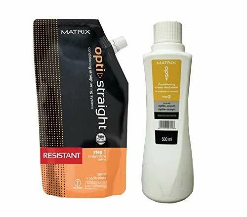 Matrix Opti Straight Resistant Hair Straightening Cream 500ml +Neutralizer 500ml