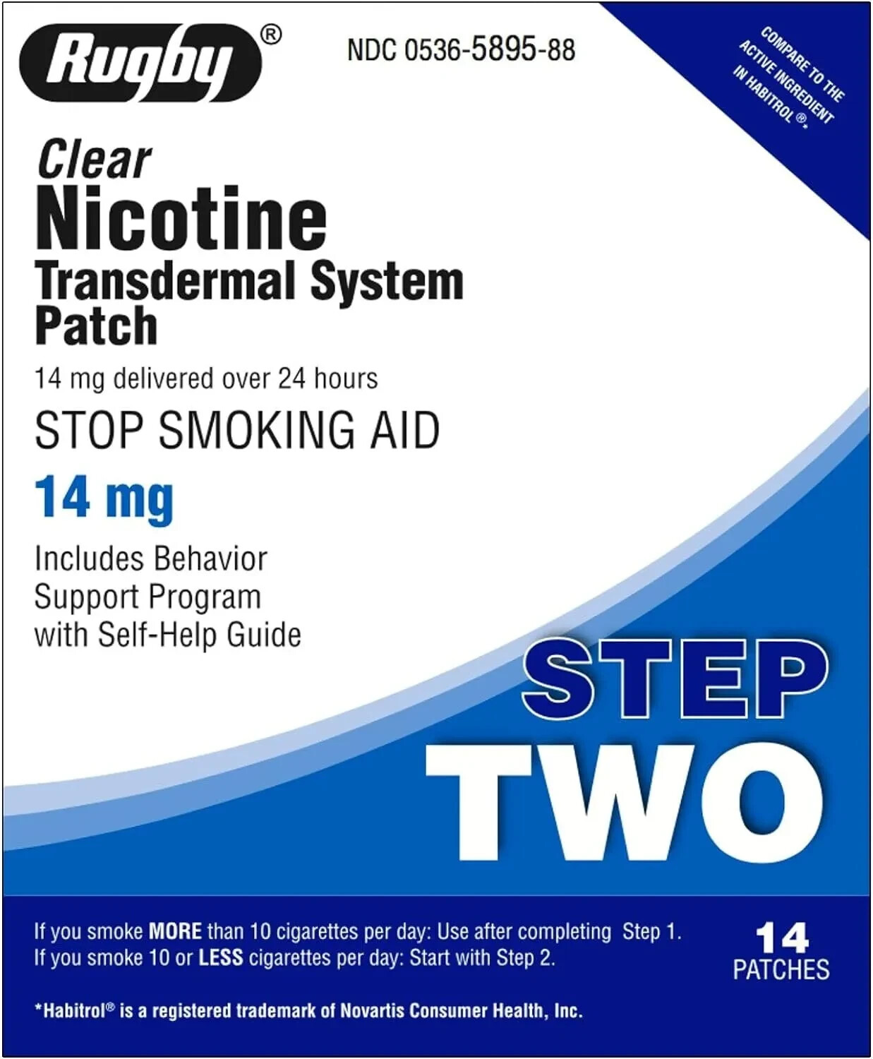 Rugby Clear Nicotine Transdermal System Patch Step 2 ( 14mg ) 14 Patches 02/2026