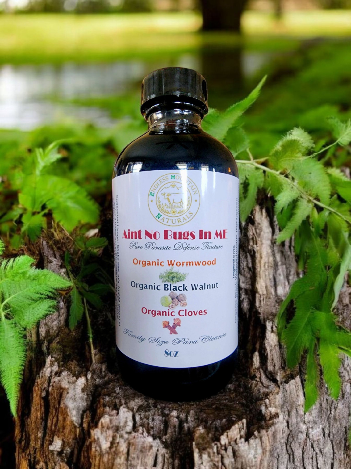 Organic Natural Parasite Cleanse Wormwood Black Walnut Hulls Cloves 8oz Bottle