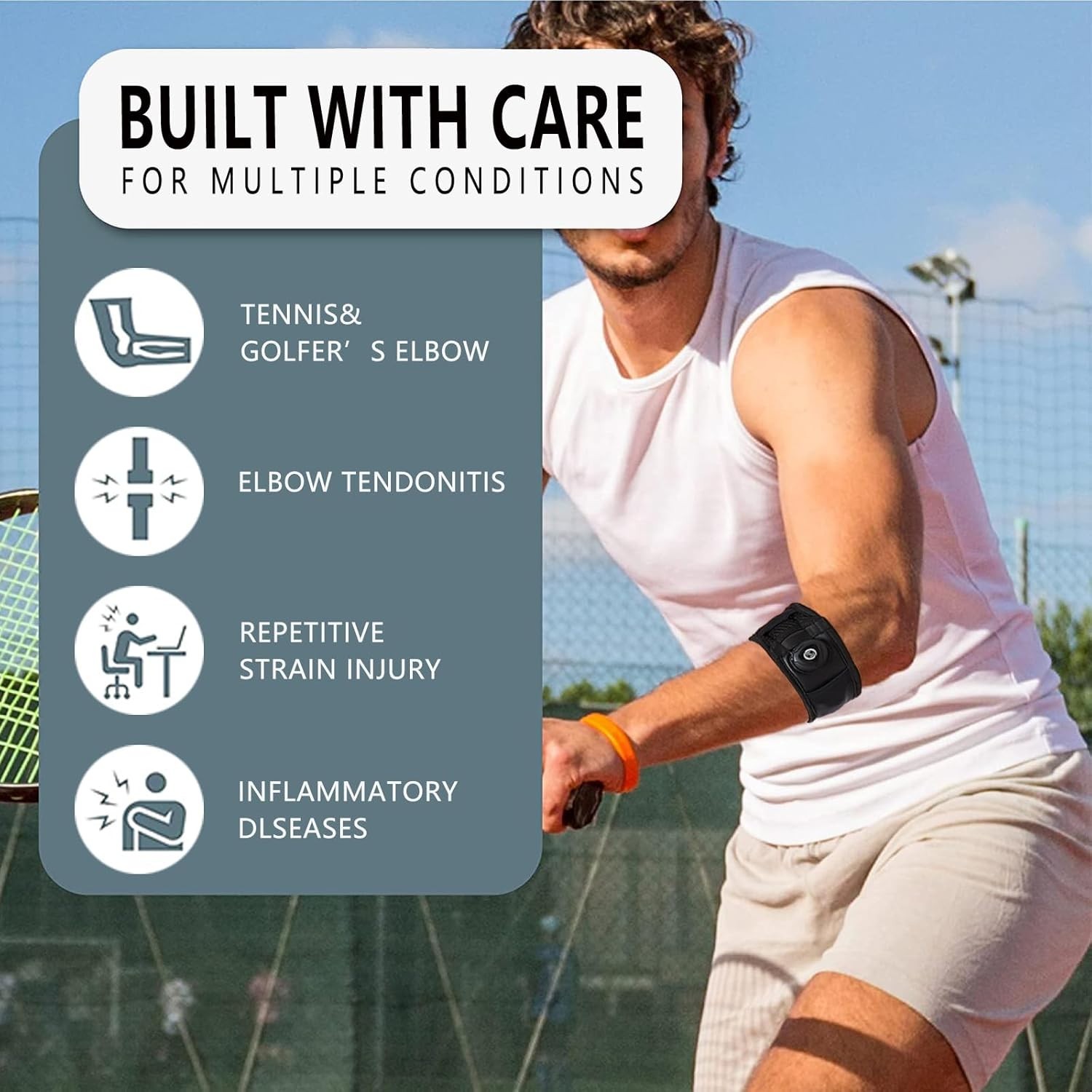 Elbow Sleeve Brace Wrap Adjustable Support Arm Arthritis Tendonitis Pain Relief