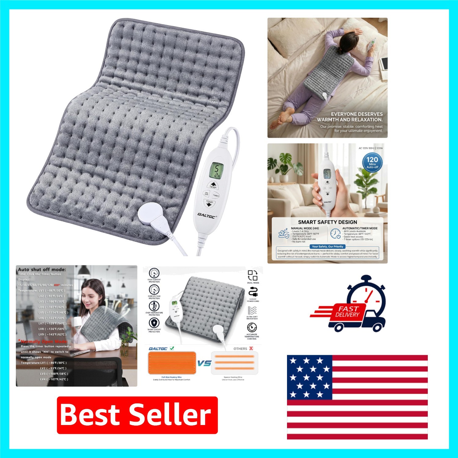 2025 Upgraded Electric Heating Pad – Dual Mode, 10 Settings, Machine Washable